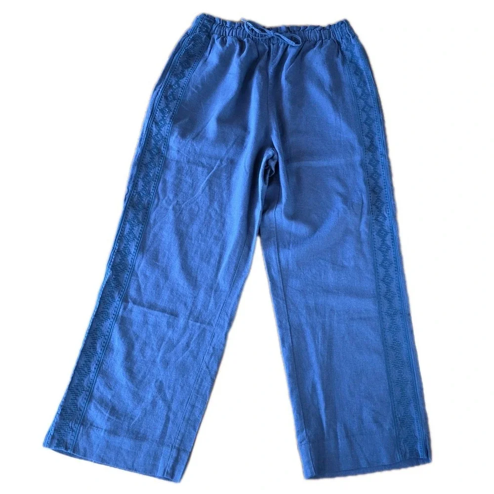 Christopher & Banks New Wide Leg Pant High Rise Drawstring Chevron Size M (235)